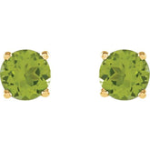 14K Yellow 7 mm Natural Peridot Stud Earrings